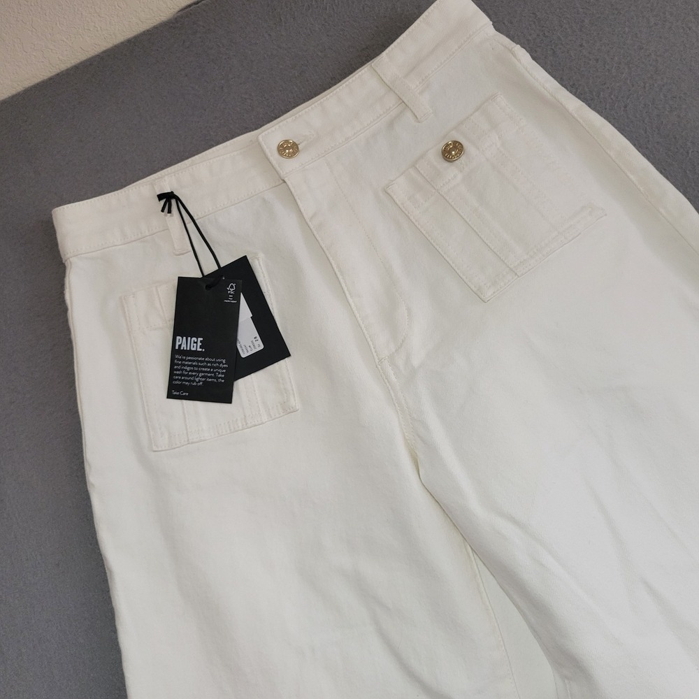 PAIGE Anessa High Rise Wide Leg Denim Pants White Size 28 NWT